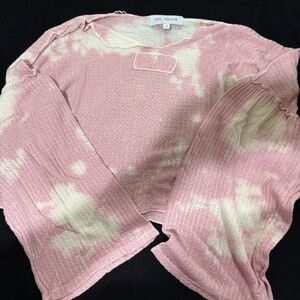 The Pink Box Crop Top Pink & White with long sleeves Size S